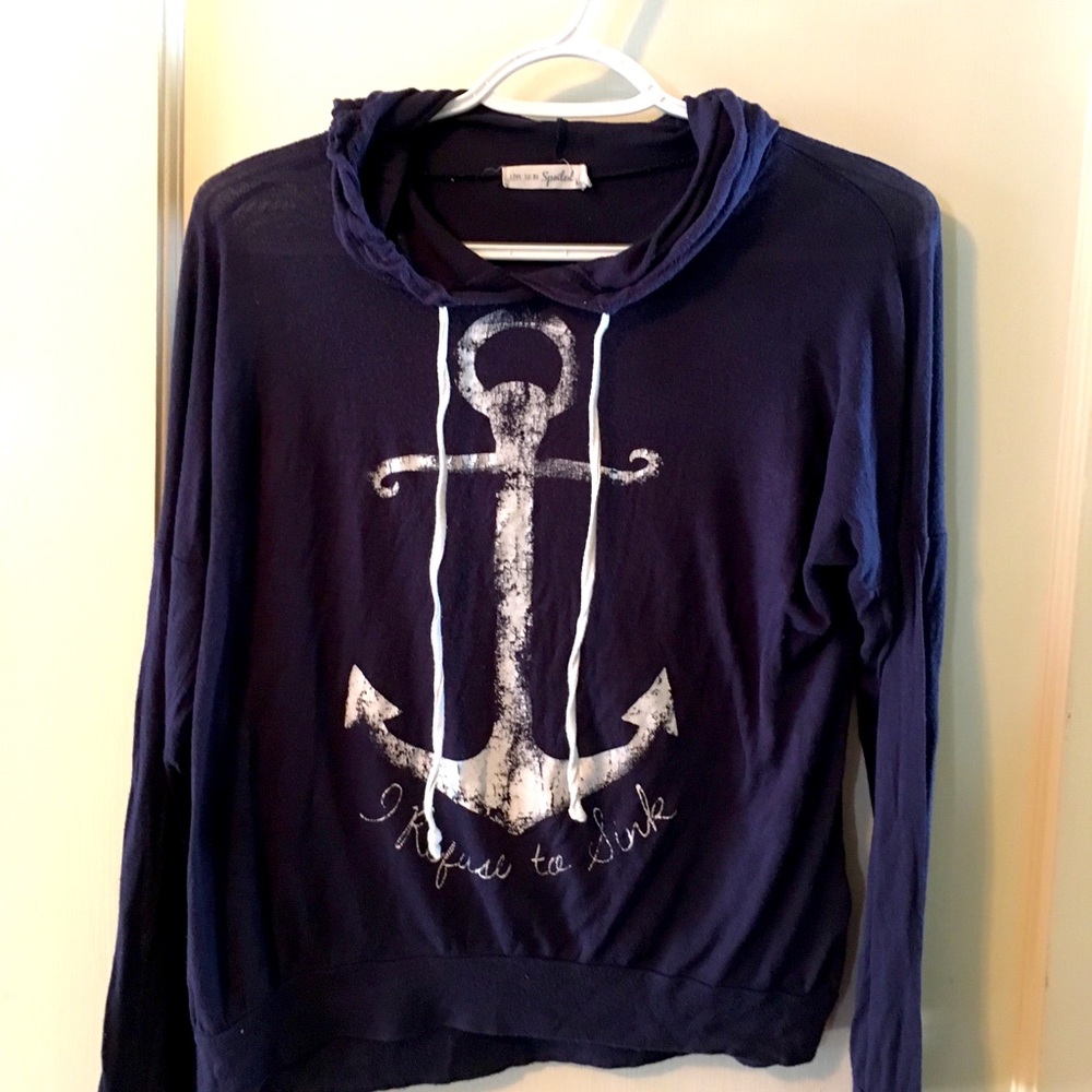 “Live to be Spoiled”Kohl’s, med. Navy Graphic anchor w/“I Refuse to Sink”